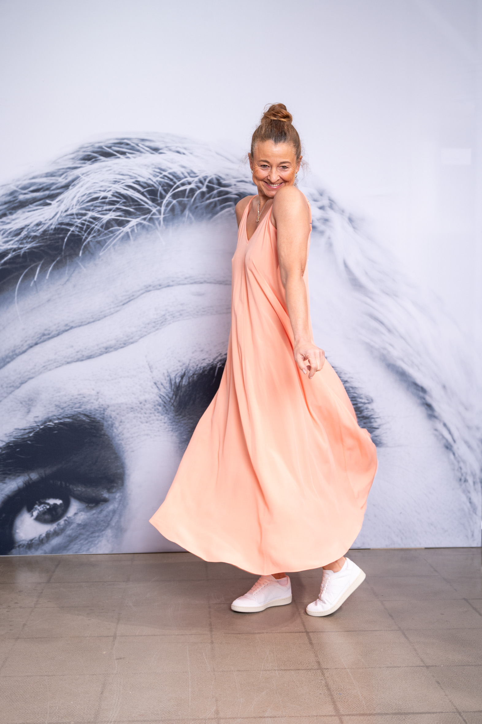 Floer Kleid EVA schwarz und coral 