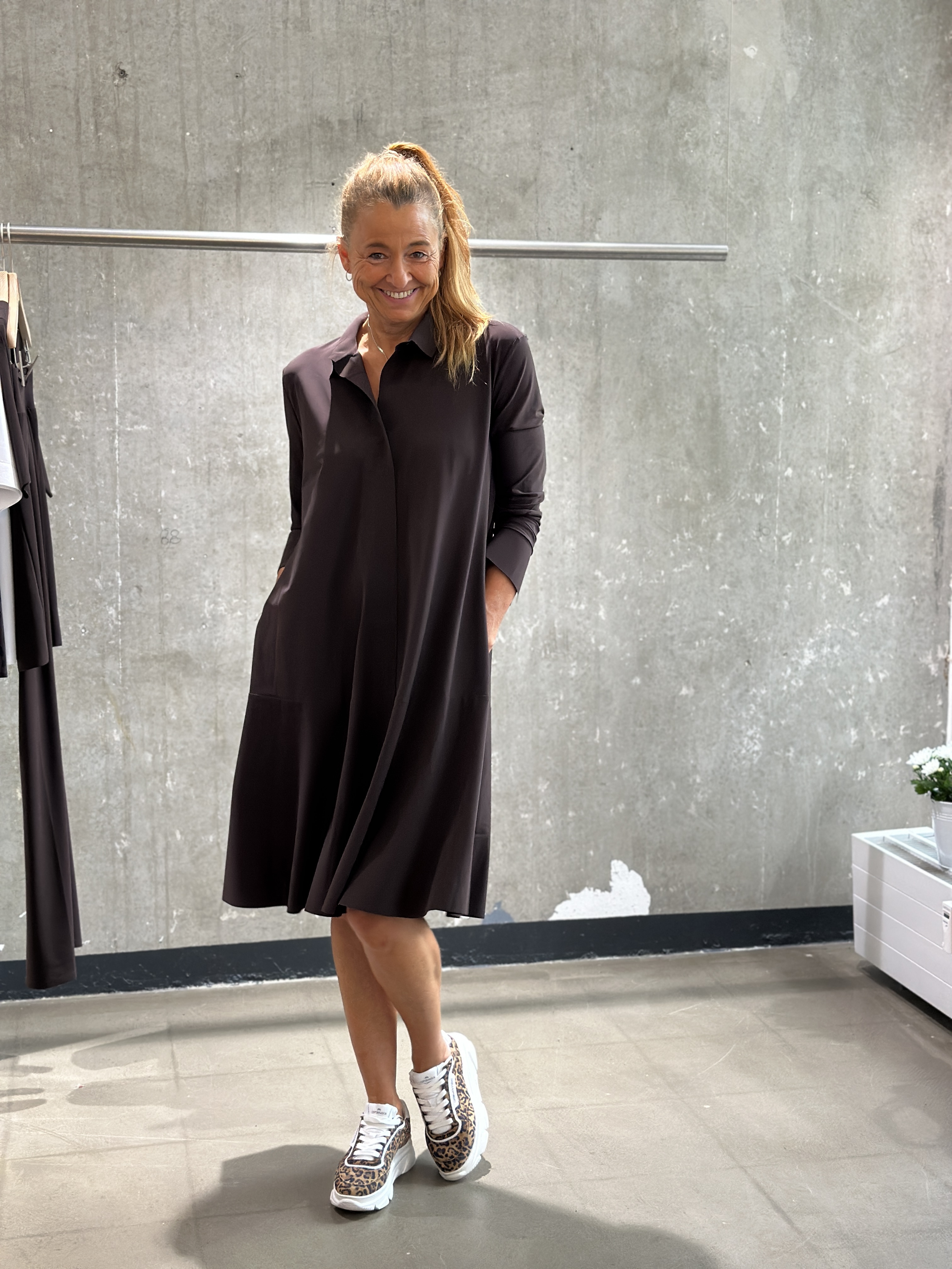 SASSENBACH_Style Kleid CLARA in schoko und 342 blau