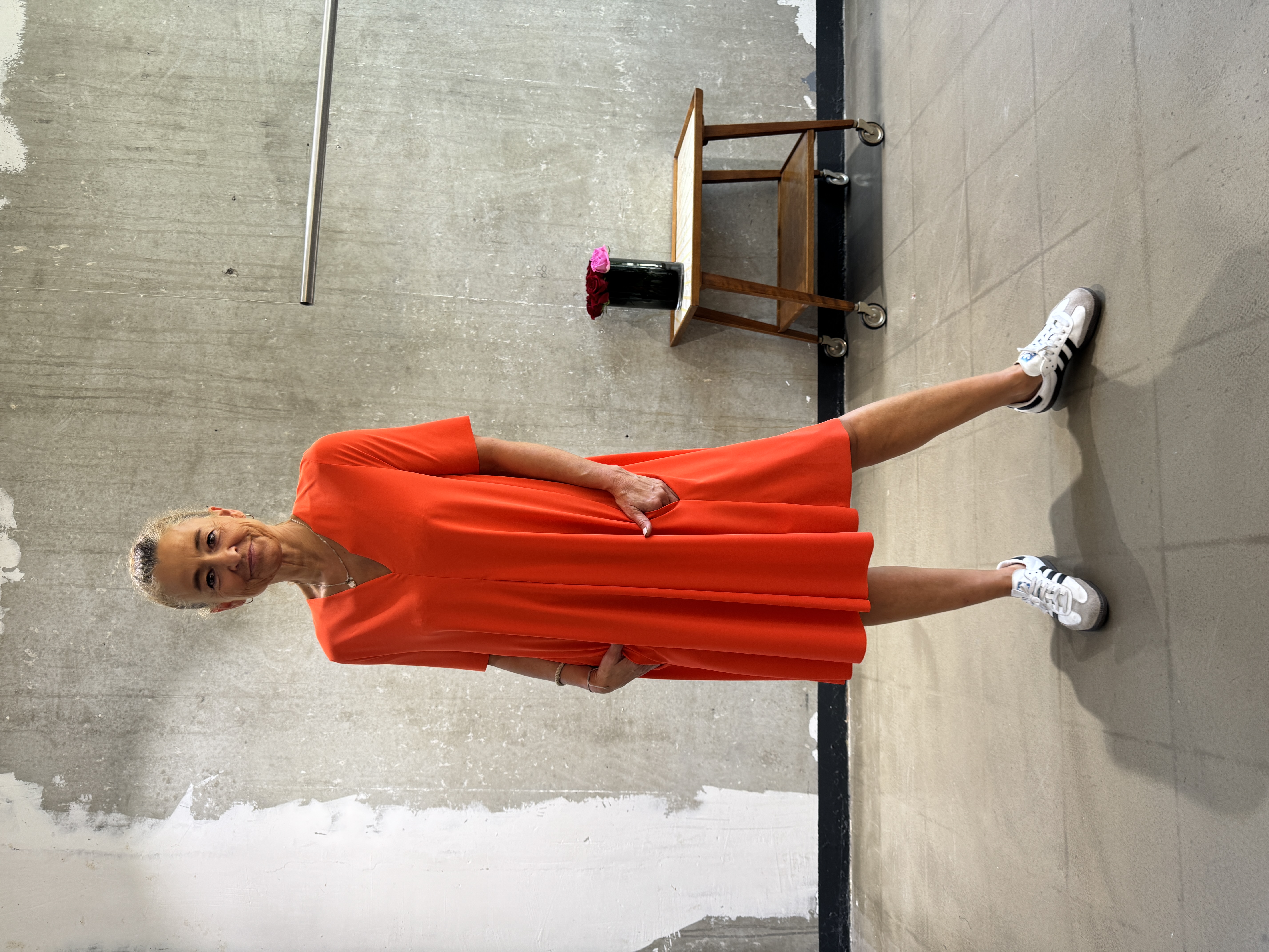 SASSENBACH_Style Kleid KASIMIRA schoko, schwarz & aperol