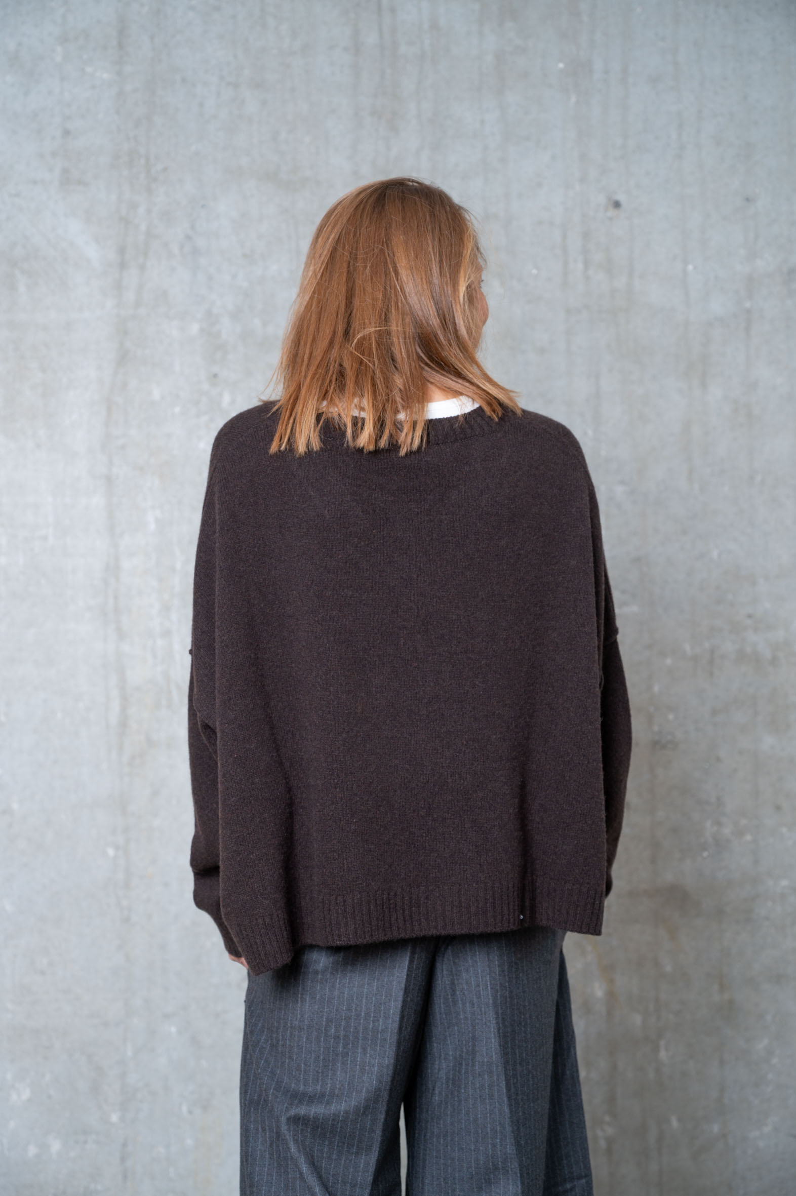 NARLI V-Pullover night und mocha  - Cashmere/Seide/Wolle 37-105