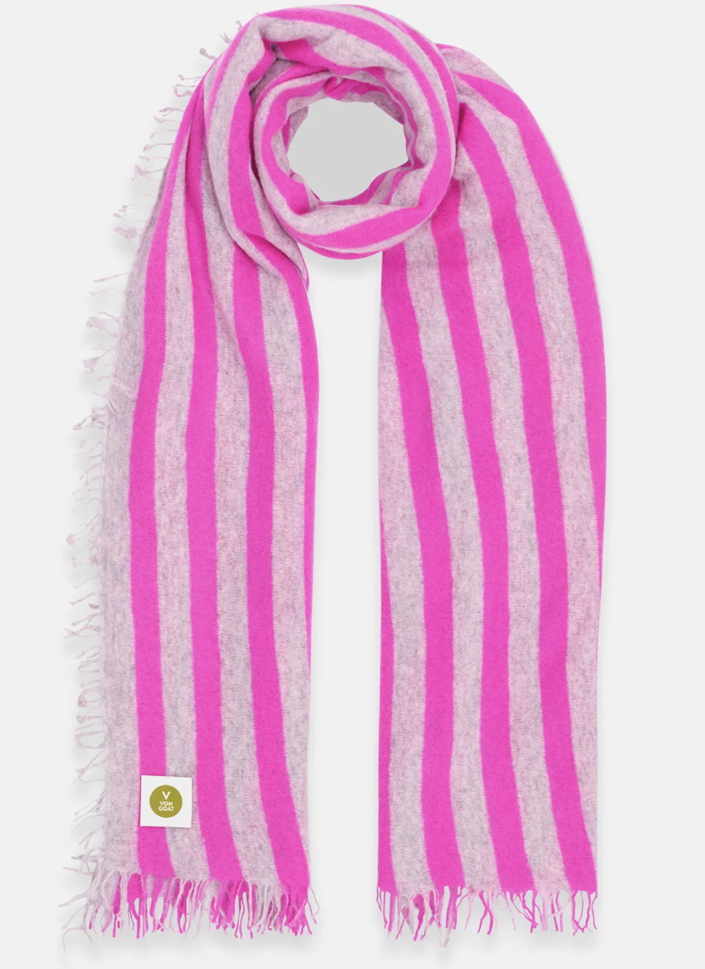 VON GOAT Cashmere Schal neonpink/melange grey
