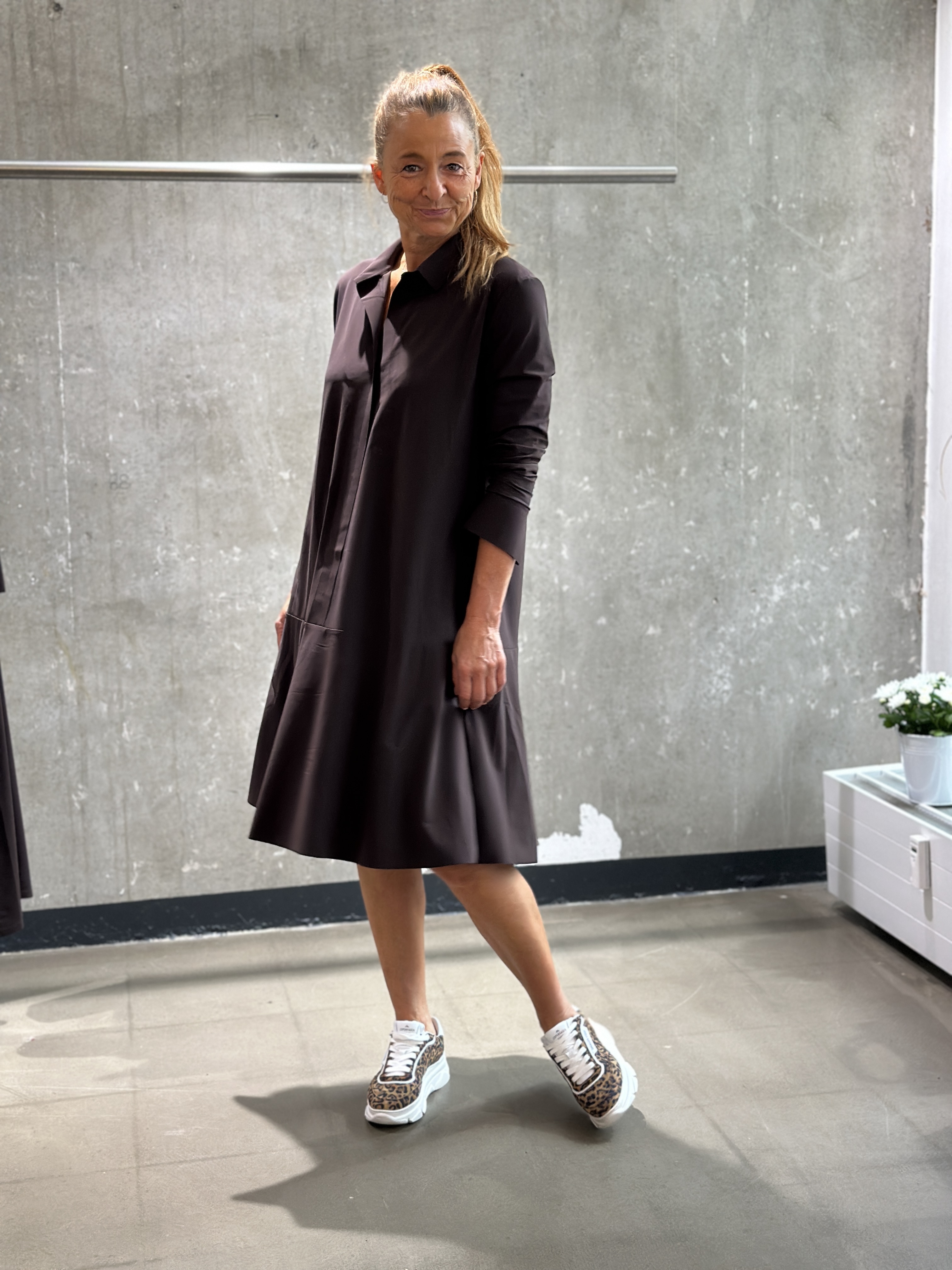 SASSENBACH_Style Kleid CLARA in schoko und 342 blau
