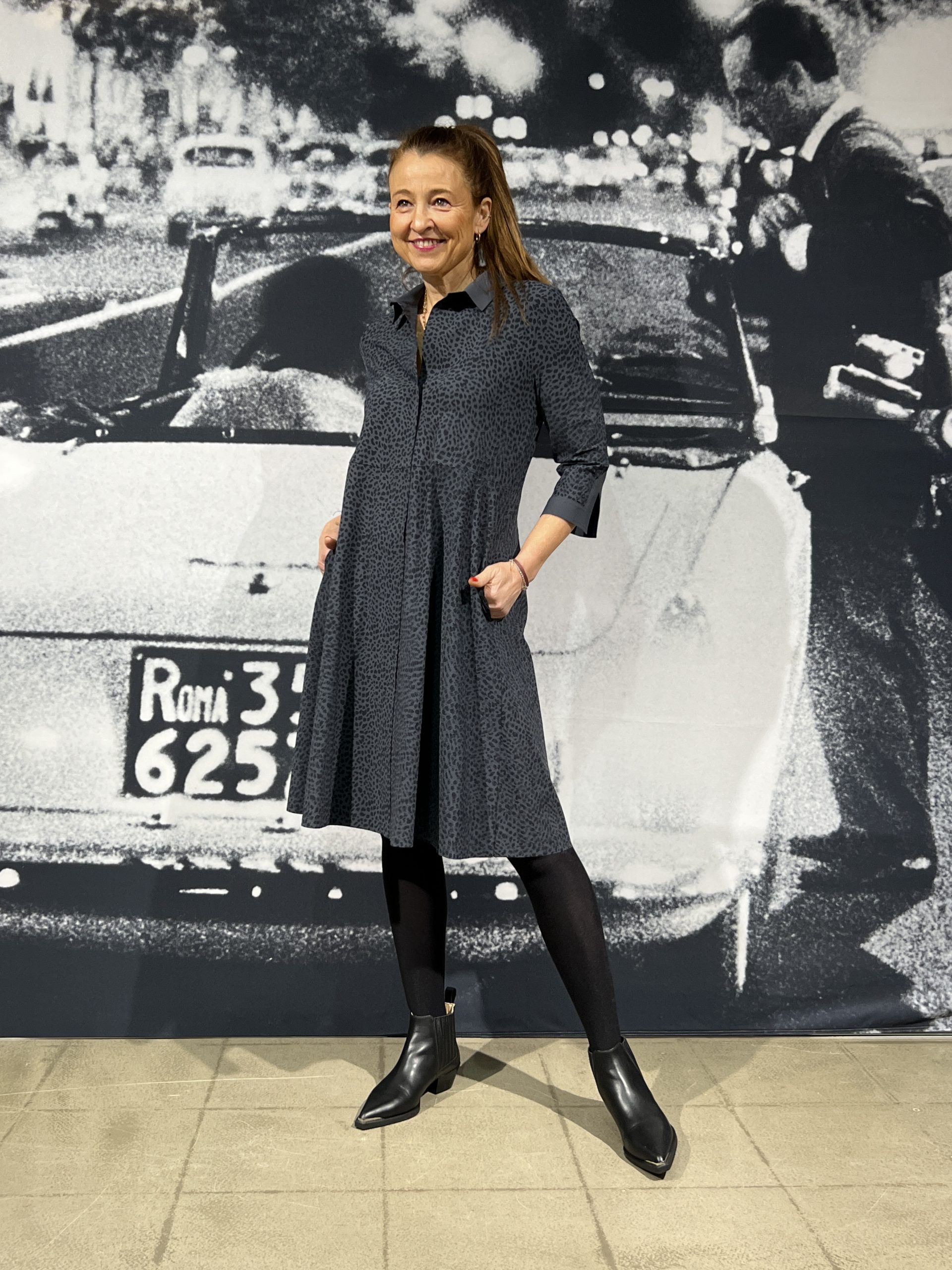 SASSENBACH Kleid SELINA leo mini asphalt