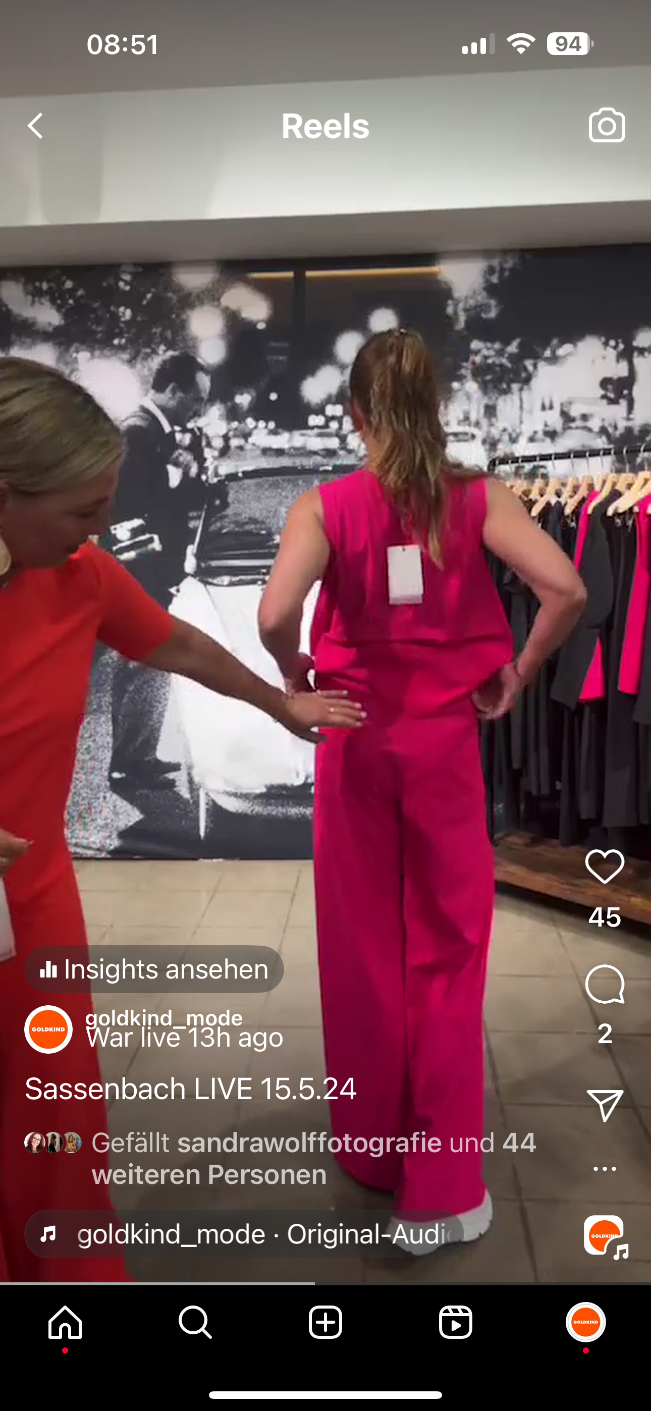 SASSENBACH_Style Hose GAEL pink & aperol