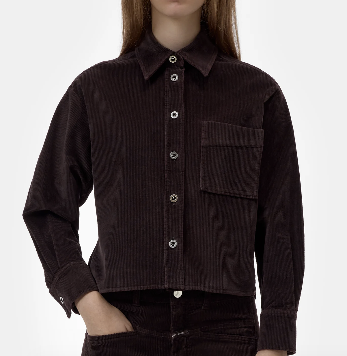 CLOSED Cord-Hemd cinder brown