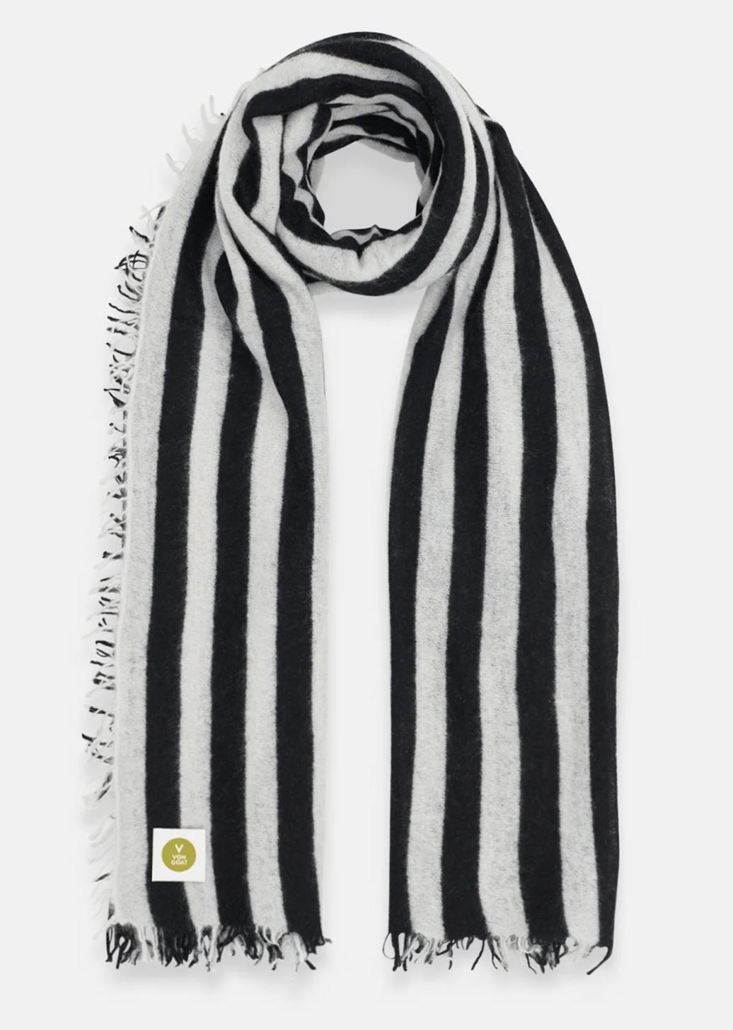 VON GOAT Cashmere Schal Streifen bright white/black
